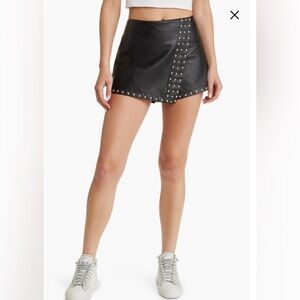 Free People Emmy Studded Faux Leather Miniskort